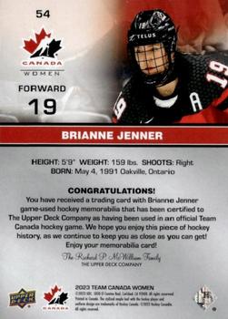 2023 Upper Deck Team Canada Juniors - Base Jersey #54 Brianne Jenner Back