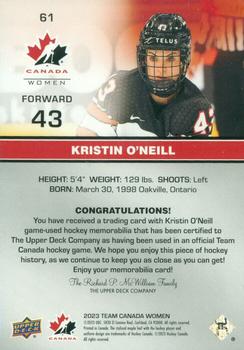 2023 Upper Deck Team Canada Juniors - Base Jersey #61 Kristin O'Neill Back