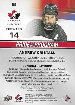 2023 Upper Deck Team Canada Juniors - Base Jersey #89 Andrew Cristall Back