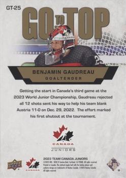 2023 Upper Deck Team Canada Juniors - Go To The Top #GT-25 Benjamin Gaudreau Back