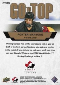 2023 Upper Deck Team Canada Juniors - Go To The Top #GT-30 Porter Martone Back