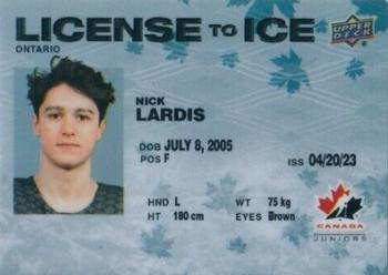 2023 Upper Deck Team Canada Juniors - License to Ice #LI-14 Nick Lardis Front