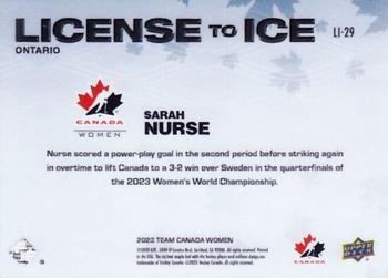 2023 Upper Deck Team Canada Juniors - License to Ice #LI-29 Sarah Nurse Back