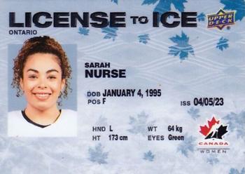 2023 Upper Deck Team Canada Juniors - License to Ice #LI-29 Sarah Nurse Front