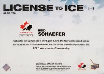 2023 Upper Deck Team Canada Juniors - License to Ice #LI-48 Reid Schaefer Back