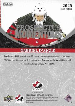2023 Upper Deck Team Canada Juniors - Prospectus Momentous #PM-5 Gabriel D'Aigle Back