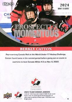 2023 Upper Deck Team Canada Juniors - Prospectus Momentous #PM-10 Berkly Catton Back