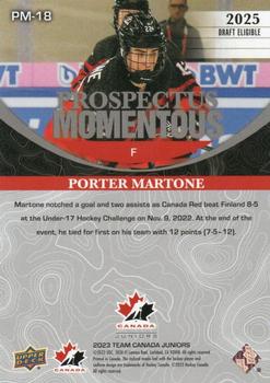 2023 Upper Deck Team Canada Juniors - Prospectus Momentous #PM-18 Porter Martone Back