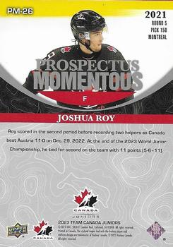 2023 Upper Deck Team Canada Juniors - Prospectus Momentous #PM-26 Joshua Roy Back