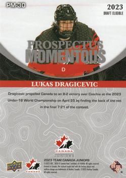 2023 Upper Deck Team Canada Juniors - Prospectus Momentous #PM-30 Lukas Dragicevic Back