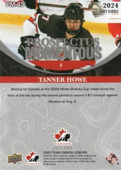 2023 Upper Deck Team Canada Juniors - Prospectus Momentous #PM-45 Tanner Howe Back