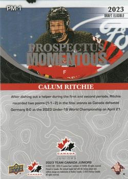 2023 Upper Deck Team Canada Juniors - Prospectus Momentous - Electric Red #PM-1 Calum Ritchie Back