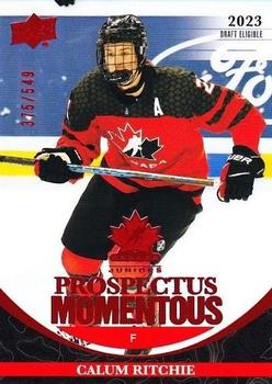 2023 Upper Deck Team Canada Juniors - Prospectus Momentous - Electric Red #PM-1 Calum Ritchie Front