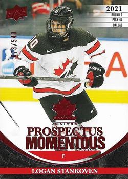 2023 Upper Deck Team Canada Juniors - Prospectus Momentous - Electric Red #PM-3 Logan Stankoven Front