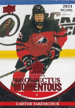 2023 Upper Deck Team Canada Juniors - Prospectus Momentous - Electric Red #PM-4 Carter Yakemchuk Front