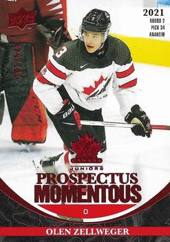 2023 Upper Deck Team Canada Juniors - Prospectus Momentous - Electric Red #PM-6 Olen Zellweger Front