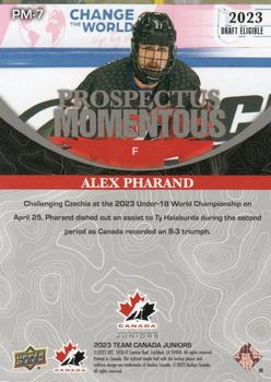 2023 Upper Deck Team Canada Juniors - Prospectus Momentous - Electric Red #PM-7 Alex Pharand Back