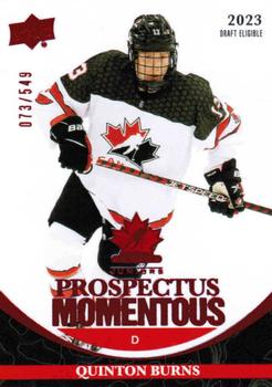 2023 Upper Deck Team Canada Juniors - Prospectus Momentous - Electric Red #PM-12 Quinton Burns Front