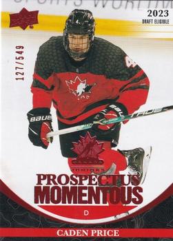 2023 Upper Deck Team Canada Juniors - Prospectus Momentous - Electric Red #PM-15 Caden Price Front