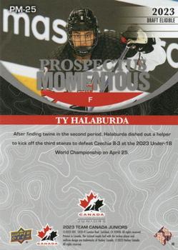 2023 Upper Deck Team Canada Juniors - Prospectus Momentous Electric Red #PM-25 Ty Halaburda Back