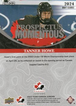 2023 Upper Deck Team Canada Juniors - Prospectus Momentous - Electric Red #PM-32 Tanner Howe Back