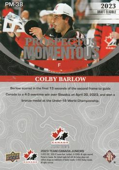 2023 Upper Deck Team Canada Juniors - Prospectus Momentous - Electric Red #PM-38 Colby Barlow Back
