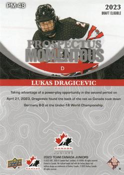 2023 Upper Deck Team Canada Juniors - Prospectus Momentous - Electric Red #PM-48 Lukas Dragicevic Back