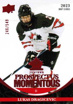 2023 Upper Deck Team Canada Juniors - Prospectus Momentous - Electric Red #PM-48 Lukas Dragicevic Front