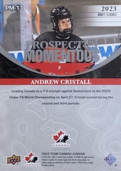 2023 Upper Deck Team Canada Juniors - Prospectus Momentous - Electric Blue #PM-11 Andrew Cristall Back