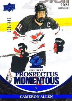 2023 Upper Deck Team Canada Juniors - Prospectus Momentous - Electric Blue #PM-19 Cameron Allen Front