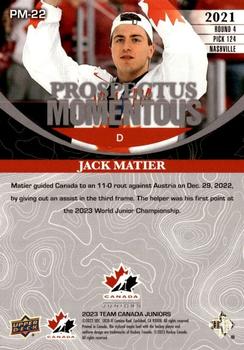 2023 Upper Deck Team Canada Juniors - Prospectus Momentous - Electric Blue #PM-22 Jack Matier Back