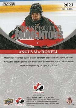2023 Upper Deck Team Canada Juniors - Prospectus Momentous - Electric Blue #PM-33 Angus MacDonell Back