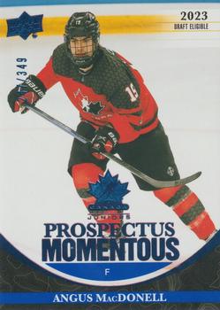 2023 Upper Deck Team Canada Juniors - Prospectus Momentous - Electric Blue #PM-33 Angus MacDonell Front