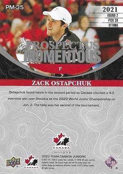 2023 Upper Deck Team Canada Juniors - Prospectus Momentous - Electric Blue #PM-35 Zack Ostapchuk Back