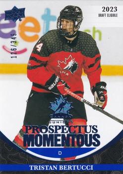 2023 Upper Deck Team Canada Juniors - Prospectus Momentous - Electric Blue #PM-39 Tristan Bertucci Front