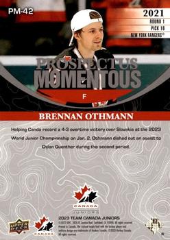 2023 Upper Deck Team Canada Juniors - Prospectus Momentous - Electric Blue #PM-42 Brennan Othmann Back