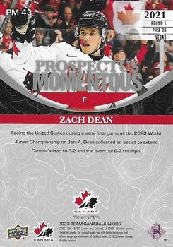 2023 Upper Deck Team Canada Juniors - Prospectus Momentous - Electric Blue #PM-43 Zach Dean Back
