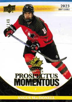2023 Upper Deck Team Canada Juniors - Prospectus Momentous - Electric Yellow #PM-33 Angus MacDonell Front