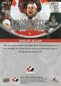 2023 Upper Deck Team Canada Juniors - Prospectus Momentous - Electric Gold #PM-37 Nolan Allan Back