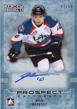 2014-15 In The Game Heroes & Prospects - Prospect Autographs Blue #65 Nick Merkley Front