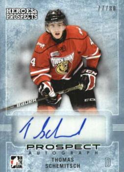 2014-15 In The Game Heroes & Prospects - Prospect Autographs Blue #85 Thomas Schemitsch Front