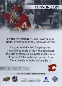2023-24 Upper Deck Game Dated Moments #14 Connor Zary Back