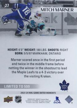 2023-24 Upper Deck Game Dated Moments #27 Mitch Marner Back