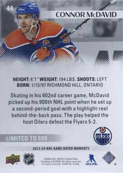 2023-24 Upper Deck Game Dated Moments #44 Connor McDavid Back