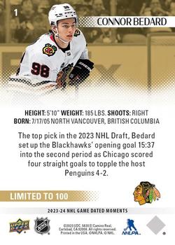 2023 Upper Deck All-Sports Game Dated Moments - [Base] - Gold #1 - (Jan. 2,  2023) - Connor Bedard Sets Team Canada World Juniors Records
