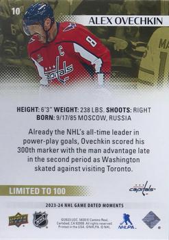 2023-24 Upper Deck Game Dated Moments - Gold #10 Alexander Ovechkin Back