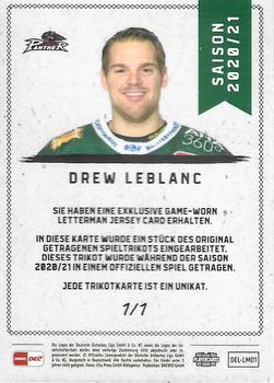2020-21 Playercards (DEL) - Letterman #DEL-LM01 Drew Leblanc Back