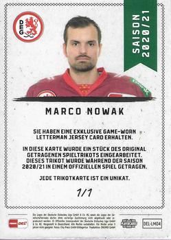 2020-21 Playercards (DEL) - Letterman #DEL-LM04 Marco Nowak Back