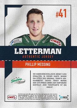 2017-18 Playercards (DEL2) - Letterman #NNO Phillip Messing Back