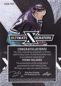 2023 Leaf Ultimate - Ultimate X Signatures Spectrum Bronze Holofoil #UXS-TS1 Teemu Selanne Back